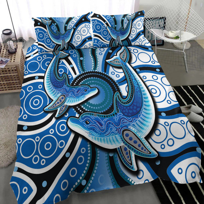 Aboriginal Dolphins Bedding Set Blue Sea - Vibe Hoodie Shop