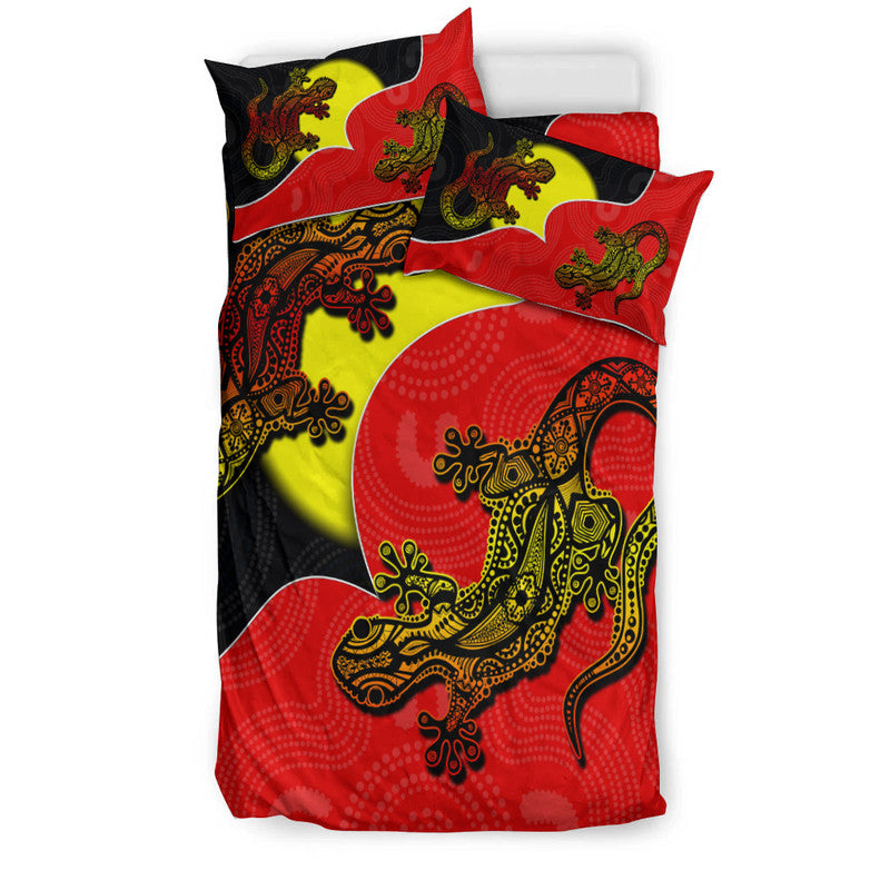 Aboriginal Flag Mix Lizard Bedding Set - Vibe Hoodie Shop