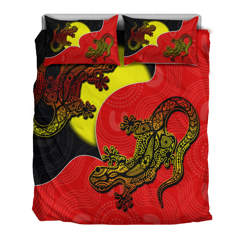 Aboriginal Flag Mix Lizard Bedding Set - Vibe Hoodie Shop