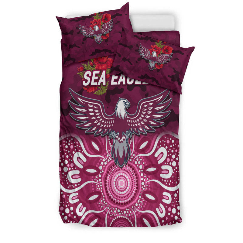 Manly Warringah Sea Eagles ANZAC 2022 Bedding Set Indigenous Vibes - Vibe Hoodie Shop
