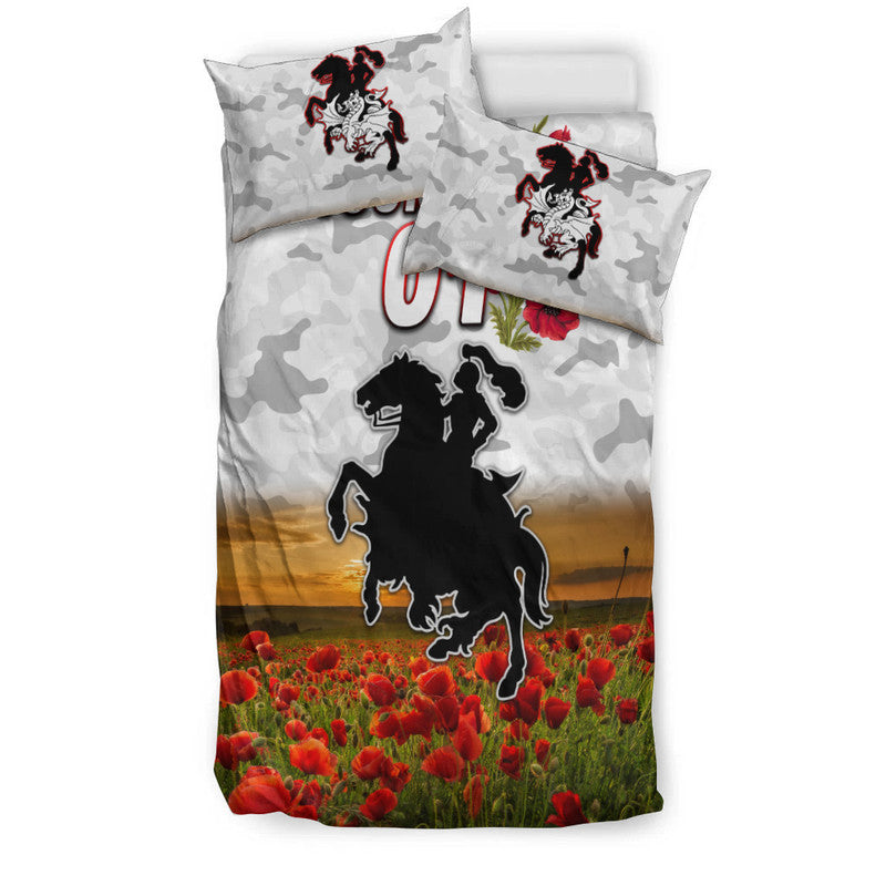 (Custom Personalised) St. George Illawarra Dragons ANZAC 2022 Bedding Set Poppy Flowers Vibes - White - Vibe Hoodie Shop