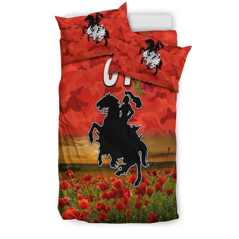 (Custom Personalised) St. George Illawarra Dragons ANZAC 2022 Bedding Set Poppy Flowers Vibes - Red - Vibe Hoodie Shop