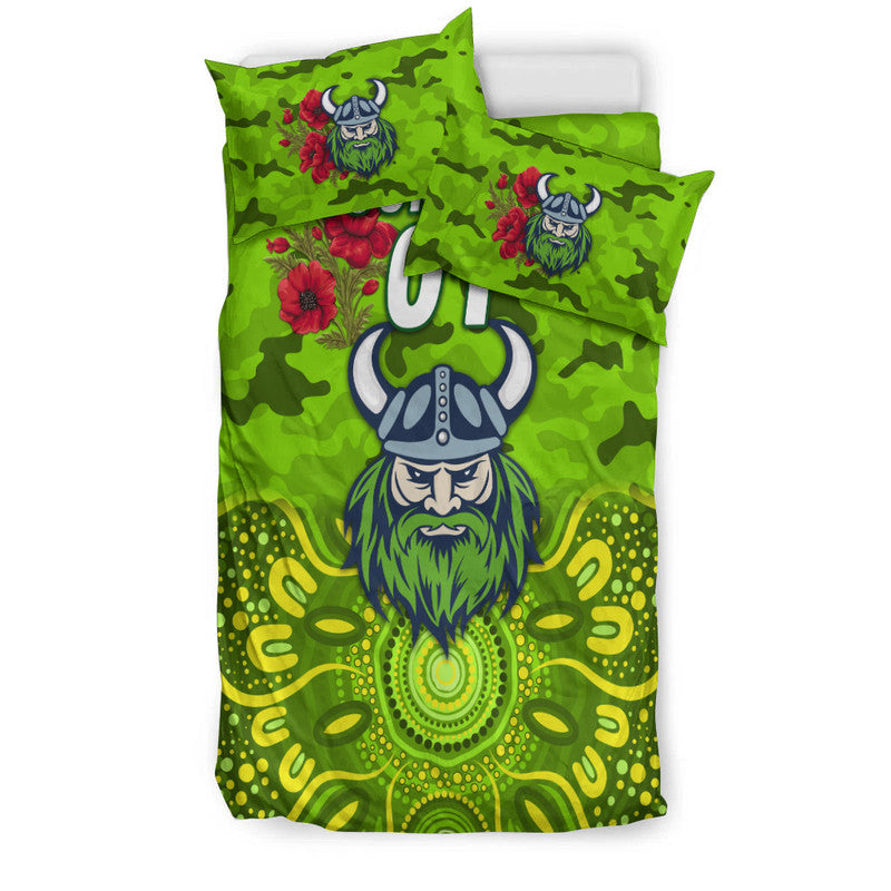 (Custom Personalised) Canberra Raiders ANZAC 2022 Bedding Set Indigenous Vibes - Vibe Hoodie Shop