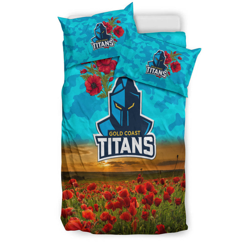 Gold Coast Titans ANZAC 2022 Bedding Set Poppy Flowers Vibes - Vibe Hoodie Shop