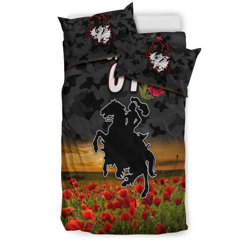 (Custom Personalised) St. George Illawarra Dragons ANZAC 2022 Bedding Set Poppy Flowers Vibes - Black - Vibe Hoodie Shop