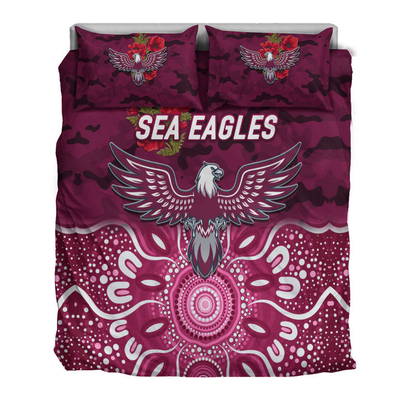 Manly Warringah Sea Eagles ANZAC 2022 Bedding Set Indigenous Vibes - Vibe Hoodie Shop