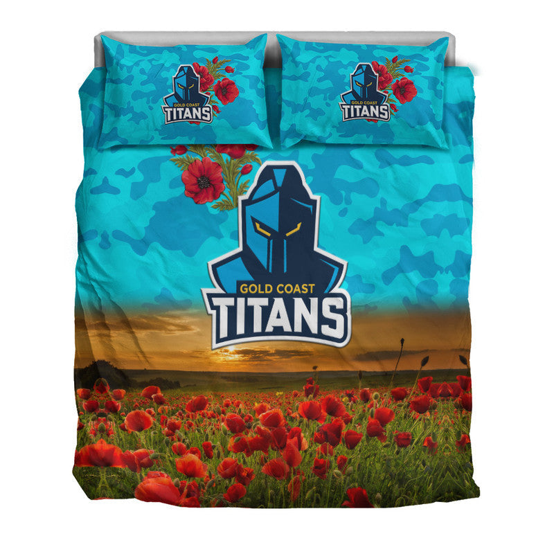 Gold Coast Titans ANZAC 2022 Bedding Set Poppy Flowers Vibes - Vibe Hoodie Shop