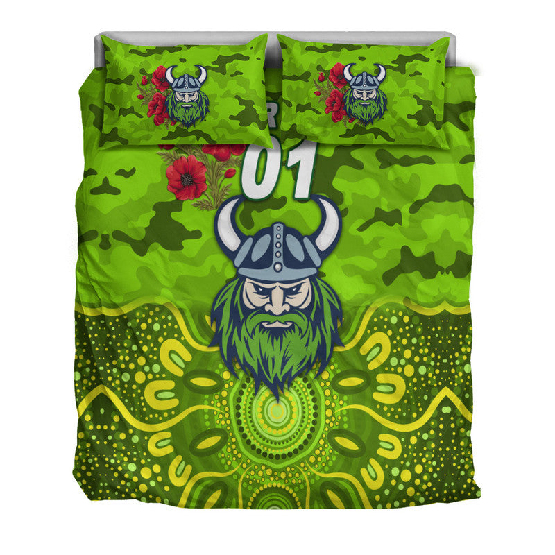 (Custom Personalised) Canberra Raiders ANZAC 2022 Bedding Set Indigenous Vibes - Vibe Hoodie Shop