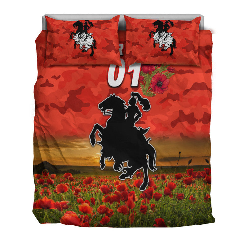 (Custom Personalised) St. George Illawarra Dragons ANZAC 2022 Bedding Set Poppy Flowers Vibes - Red - Vibe Hoodie Shop