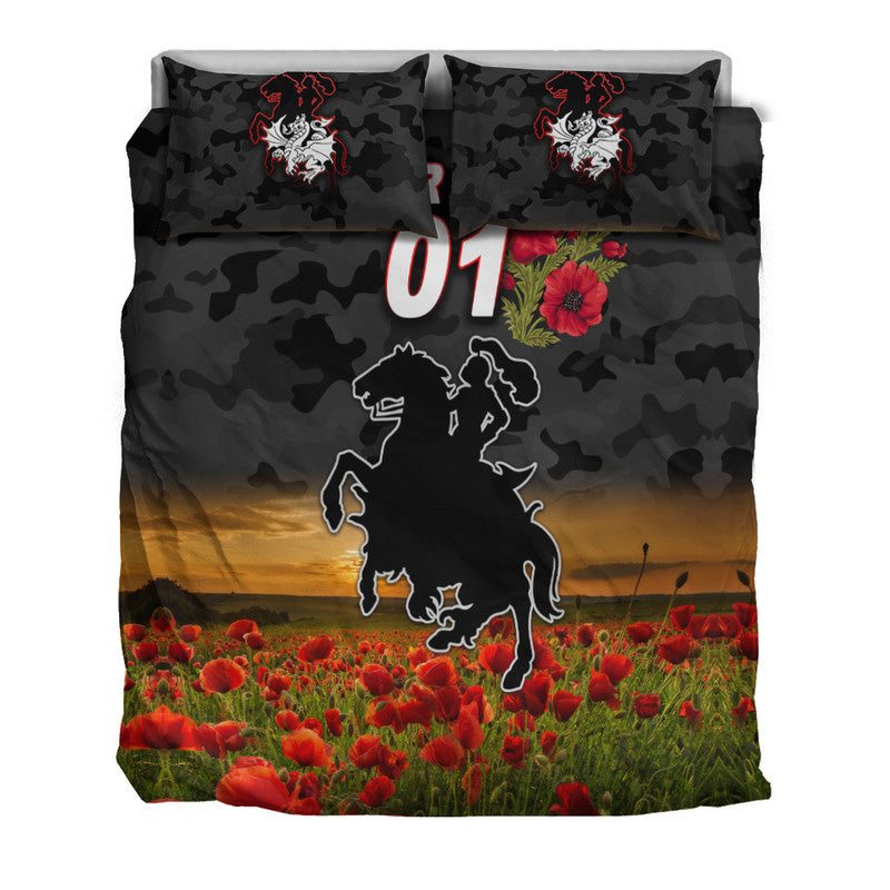 (Custom Personalised) St. George Illawarra Dragons ANZAC 2022 Bedding Set Poppy Flowers Vibes - Black - Vibe Hoodie Shop