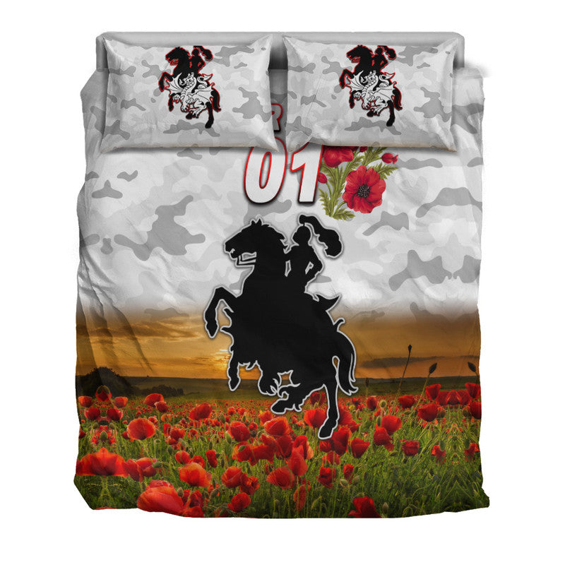 (Custom Personalised) St. George Illawarra Dragons ANZAC 2022 Bedding Set Poppy Flowers Vibes - White - Vibe Hoodie Shop