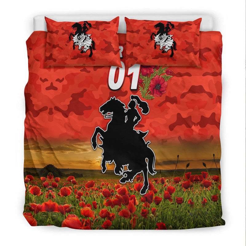 (Custom Personalised) St. George Illawarra Dragons ANZAC 2022 Bedding Set Poppy Flowers Vibes - Red - Vibe Hoodie Shop