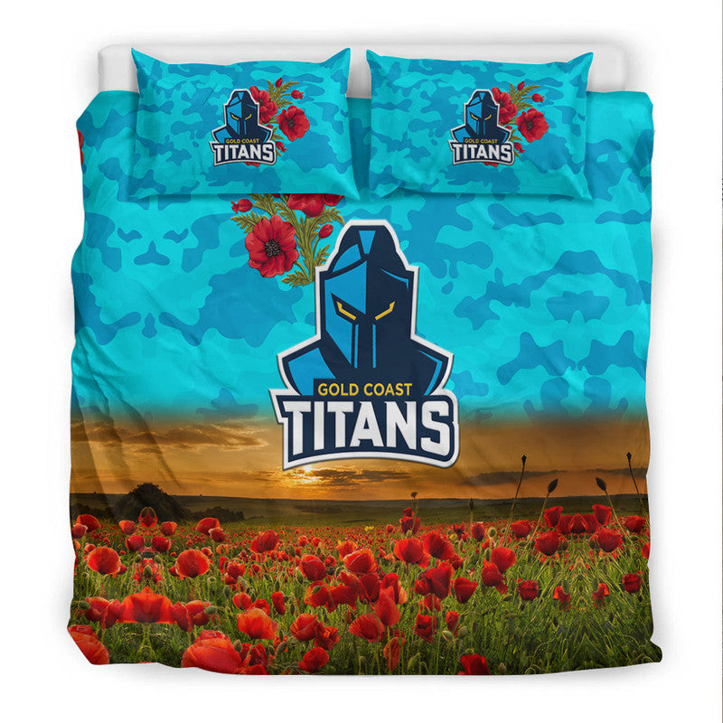 Gold Coast Titans ANZAC 2022 Bedding Set Poppy Flowers Vibes - Vibe Hoodie Shop