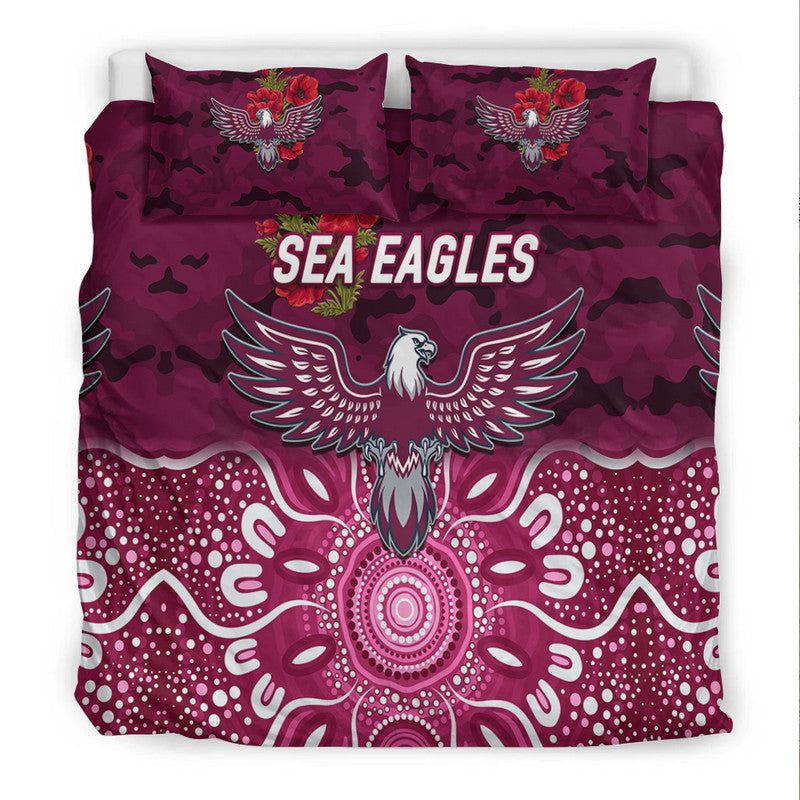 Manly Warringah Sea Eagles ANZAC 2022 Bedding Set Indigenous Vibes - Vibe Hoodie Shop