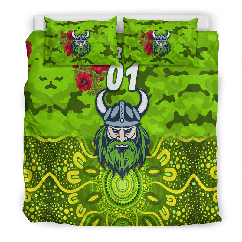 (Custom Personalised) Canberra Raiders ANZAC 2022 Bedding Set Indigenous Vibes - Vibe Hoodie Shop