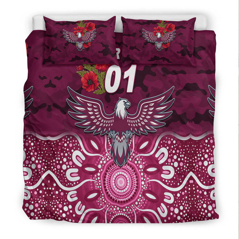 (Custom Personalised) Manly Warringah Sea Eagles ANZAC 2022 Bedding Set Indigenous Vibes - Vibe Hoodie Shop