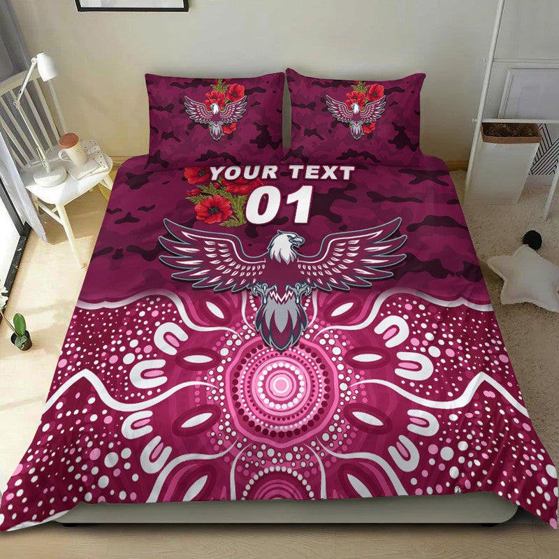 (Custom Personalised) Manly Warringah Sea Eagles ANZAC 2022 Bedding Set Indigenous Vibes - Vibe Hoodie Shop