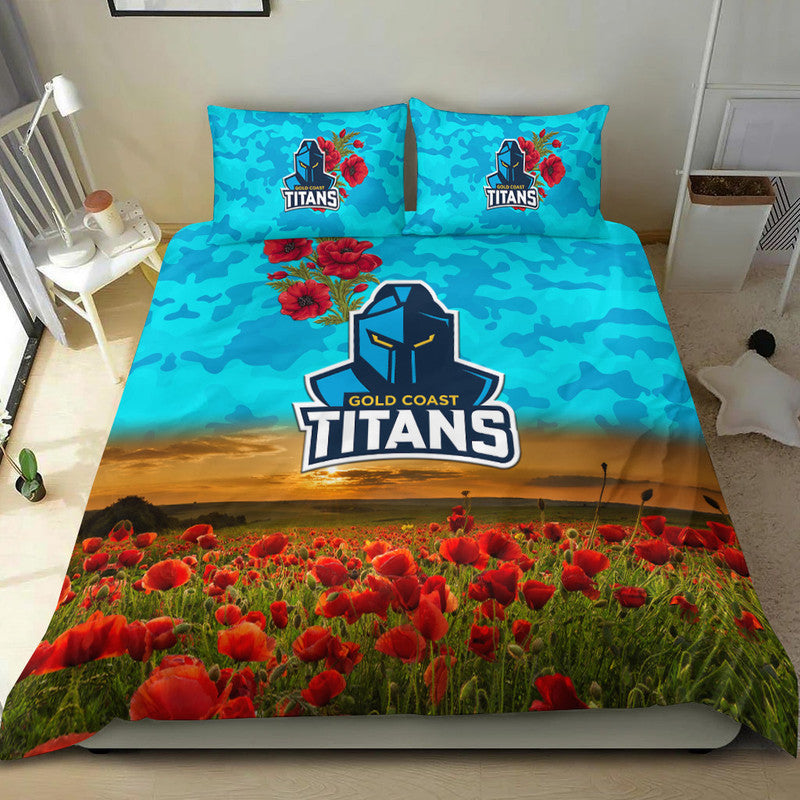 Gold Coast Titans ANZAC 2022 Bedding Set Poppy Flowers Vibes - Vibe Hoodie Shop