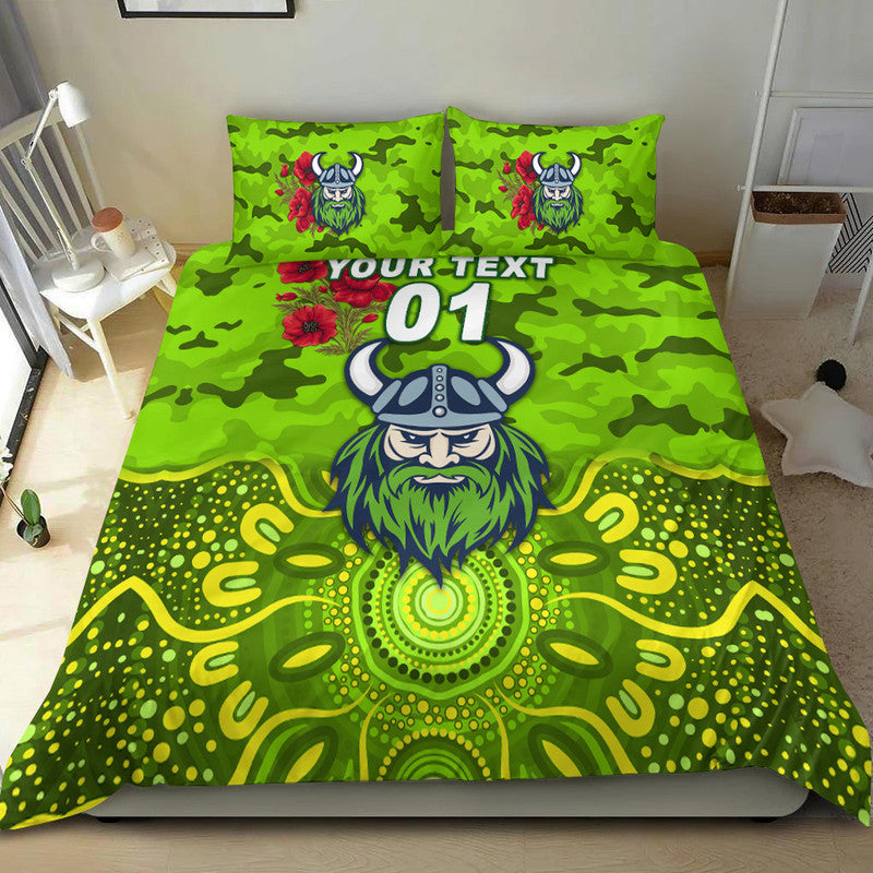 (Custom Personalised) Canberra Raiders ANZAC 2022 Bedding Set Indigenous Vibes - Vibe Hoodie Shop