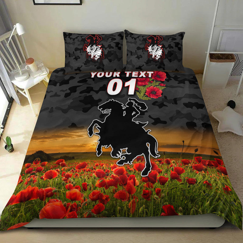 (Custom Personalised) St. George Illawarra Dragons ANZAC 2022 Bedding Set Poppy Flowers Vibes - Black - Vibe Hoodie Shop