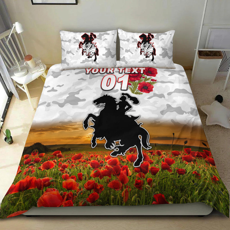 (Custom Personalised) St. George Illawarra Dragons ANZAC 2022 Bedding Set Poppy Flowers Vibes - White - Vibe Hoodie Shop