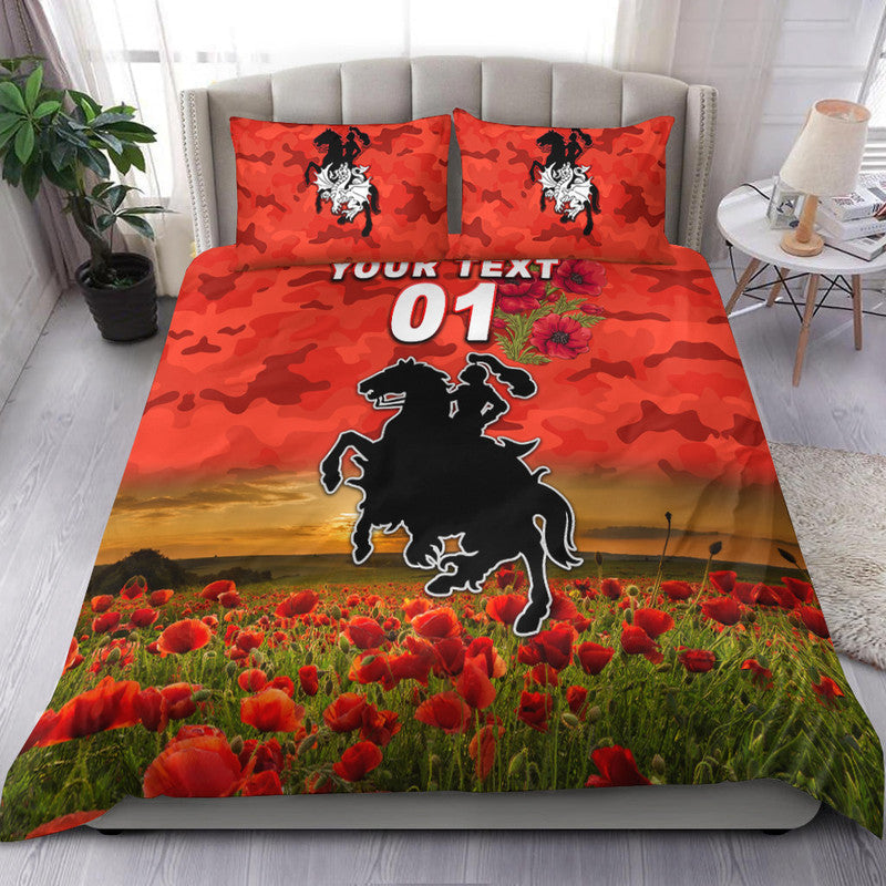 (Custom Personalised) St. George Illawarra Dragons ANZAC 2022 Bedding Set Poppy Flowers Vibes - Red - Vibe Hoodie Shop