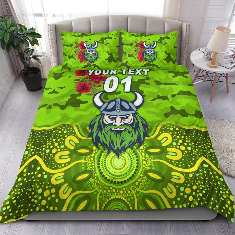 (Custom Personalised) Canberra Raiders ANZAC 2022 Bedding Set Indigenous Vibes - Vibe Hoodie Shop