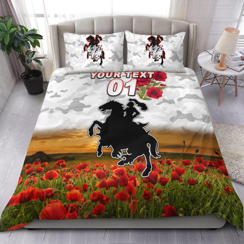 (Custom Personalised) St. George Illawarra Dragons ANZAC 2022 Bedding Set Poppy Flowers Vibes - White - Vibe Hoodie Shop
