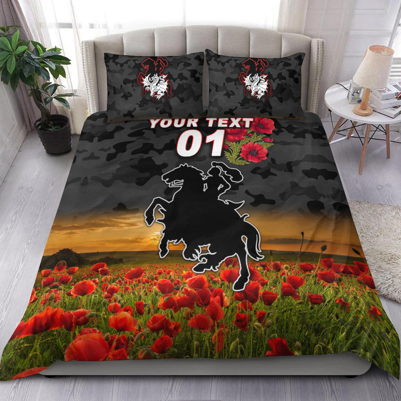 (Custom Personalised) St. George Illawarra Dragons ANZAC 2022 Bedding Set Poppy Flowers Vibes - Black - Vibe Hoodie Shop