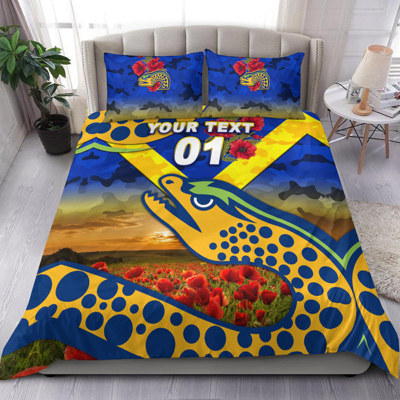 (Custom Personalised) Parramatta Eels ANZAC 2022 Bedding Set Poppy Flowers Vibes - Blue - Vibe Hoodie Shop