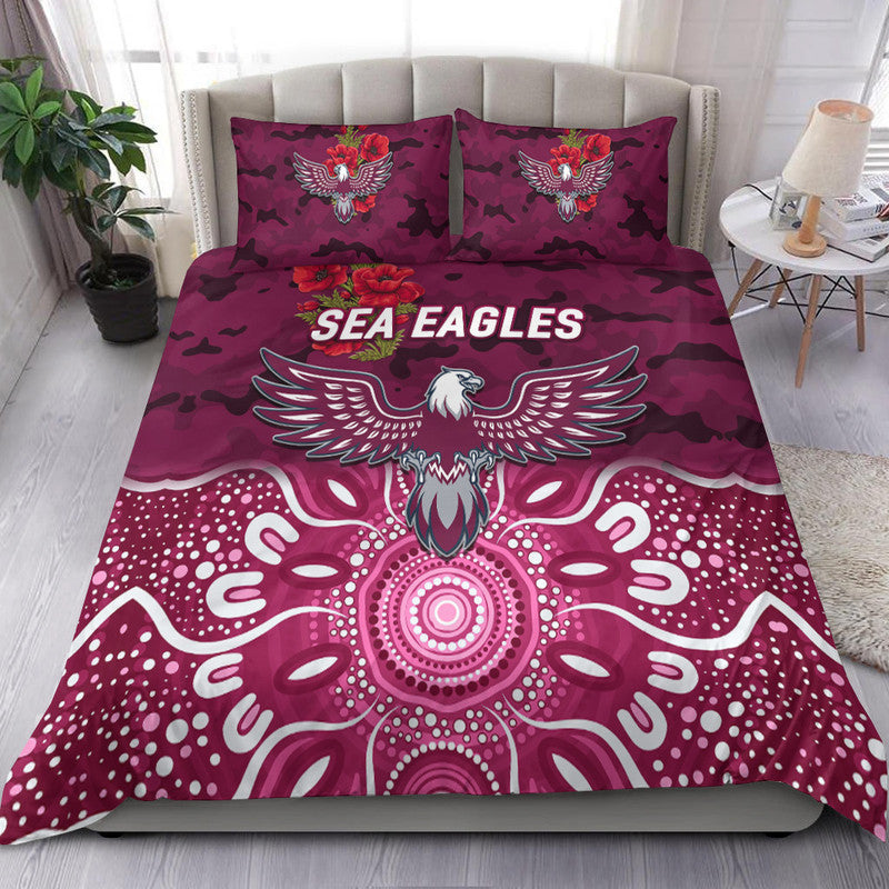 Manly Warringah Sea Eagles ANZAC 2022 Bedding Set Indigenous Vibes - Vibe Hoodie Shop