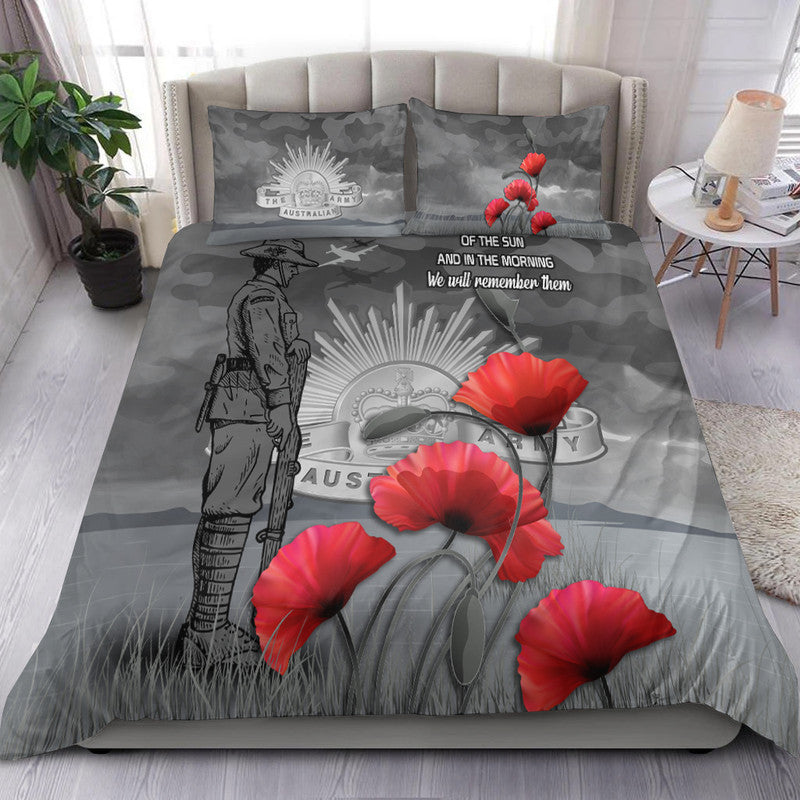 Remembrance Day Bedding Set Soldier Australian Army Rising Sun With Red Poppy - Vibe Hoodie Shop