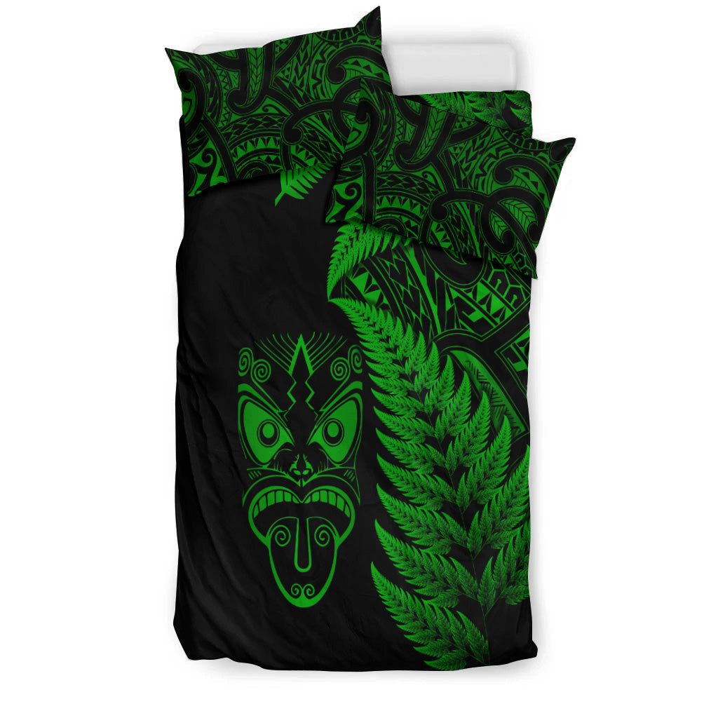 New Zealand Haka Rugby Maori Bedding Set Silver Fern Vibes - Green - Vibe Hoodie Shop