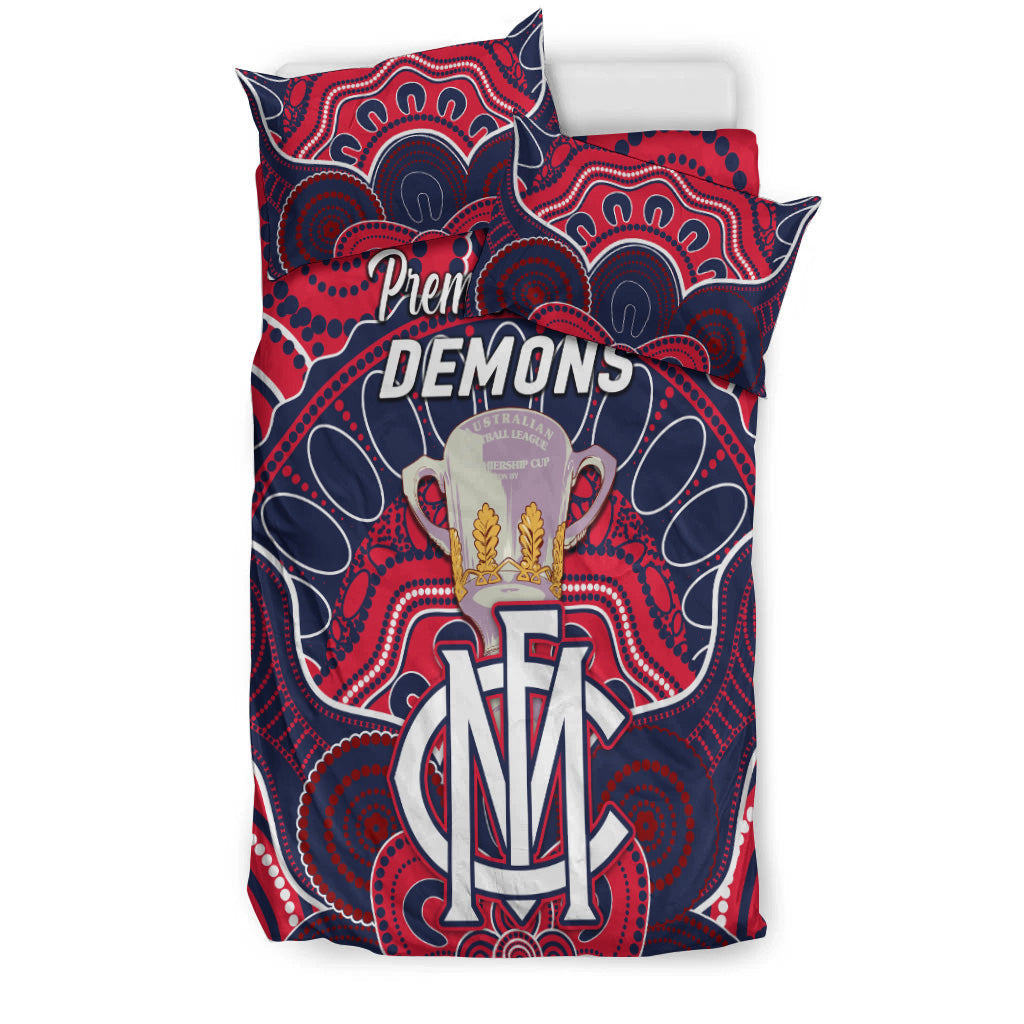 Melbourne Demons Indigenous Bedding Set Football 2021 Premiers - Trophy - Vibe Hoodie Shop