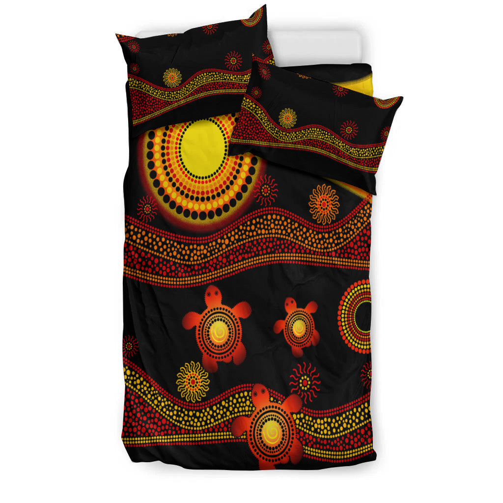 Aboriginal Indigenous Flag Vibes Bedding Set Turtle - Vibe Hoodie Shop