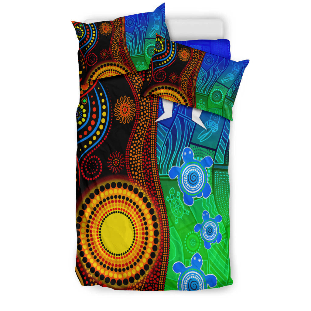 Australia Indigenous Aboriginal And Torres Strait Islands Bedding Set Flag Vibes - Vibe Hoodie Shop