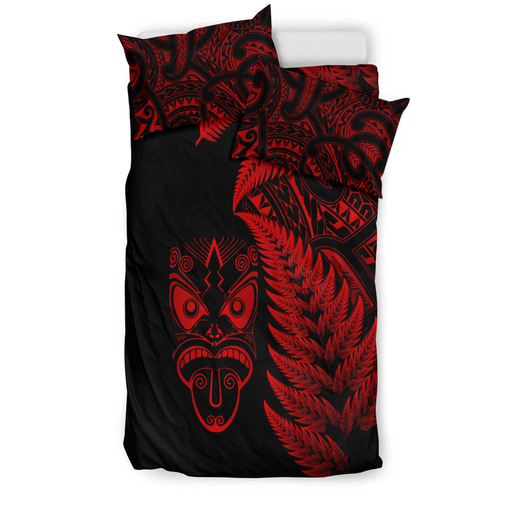 New Zealand Haka Rugby Maori Bedding Set Silver Fern Vibes - Red - Vibe Hoodie Shop