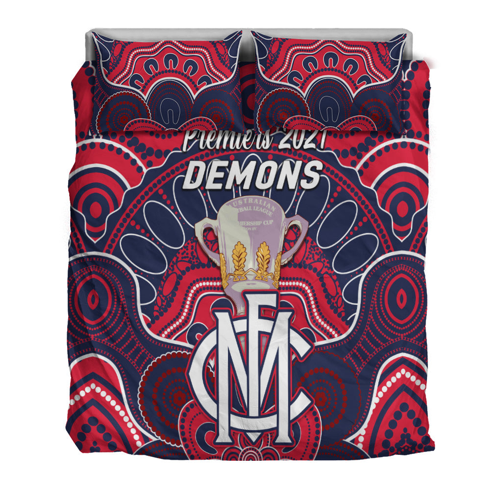 Melbourne Demons Indigenous Bedding Set Football 2021 Premiers - Trophy - Vibe Hoodie Shop