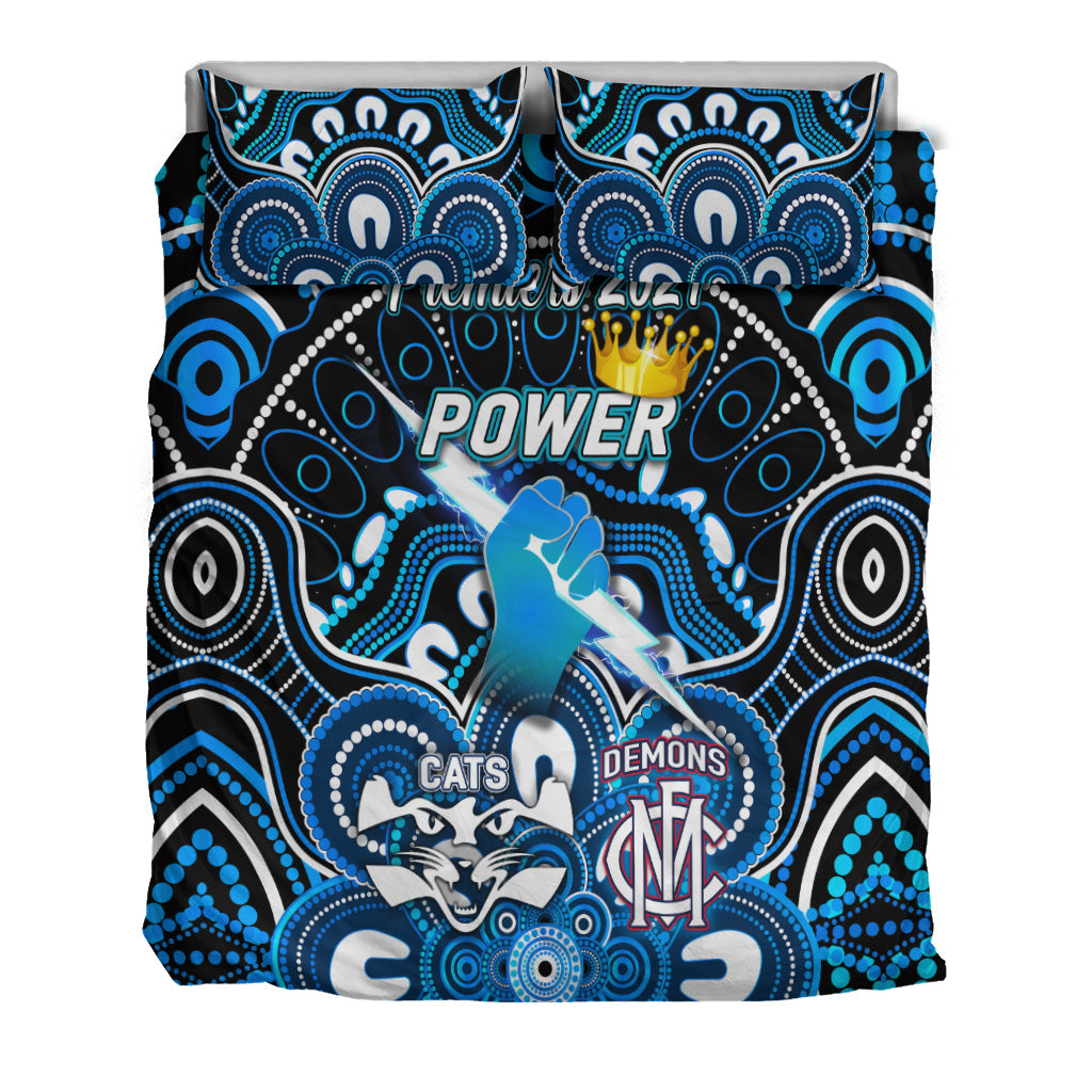 Port Adelaide Power Indigenous Bedding Set Football 2021 Premiers - The King - Vibe Hoodie Shop