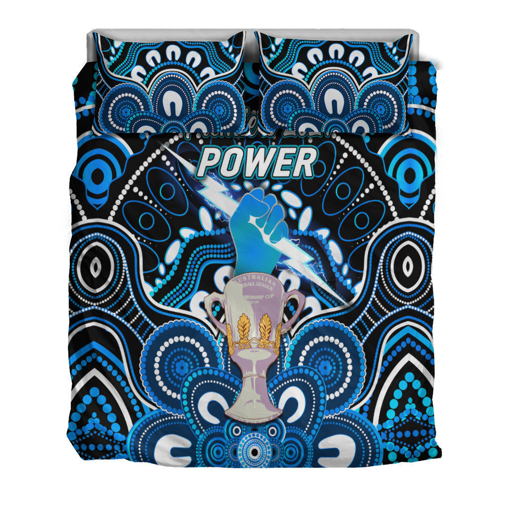 Port Adelaide Power Indigenous Bedding Set Football 2021 Premiers - Trophy - Vibe Hoodie Shop
