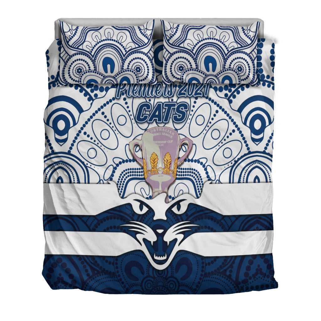 Geelong Cats Indigenous Bedding Set Football 2021 Premiers - Trophy - Vibe Hoodie Shop
