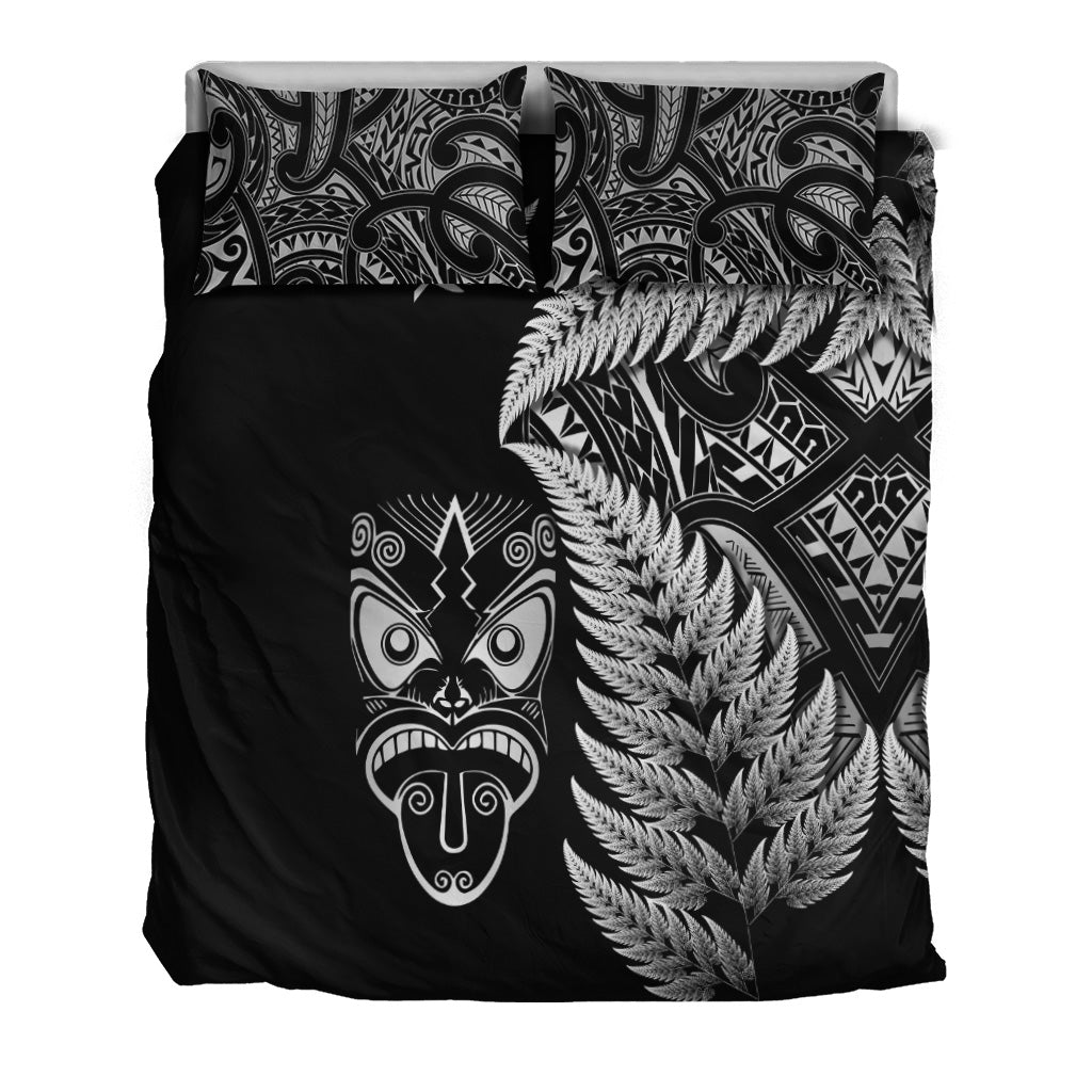 New Zealand Haka Rugby Maori Bedding Set Silver Fern Vibes - Black - Vibe Hoodie Shop