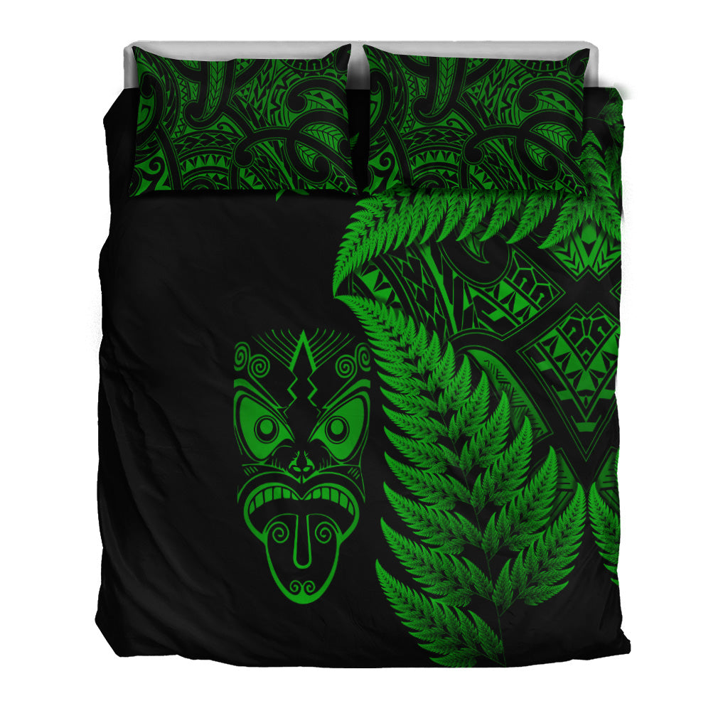 New Zealand Haka Rugby Maori Bedding Set Silver Fern Vibes - Green - Vibe Hoodie Shop