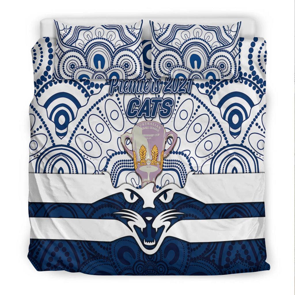 Geelong Cats Indigenous Bedding Set Football 2021 Premiers - Trophy - Vibe Hoodie Shop