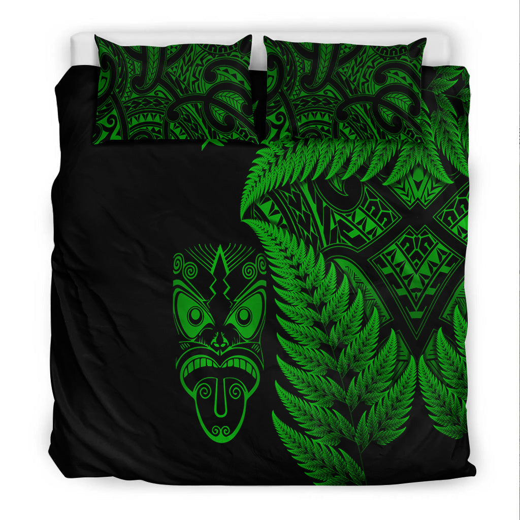 New Zealand Haka Rugby Maori Bedding Set Silver Fern Vibes - Green - Vibe Hoodie Shop