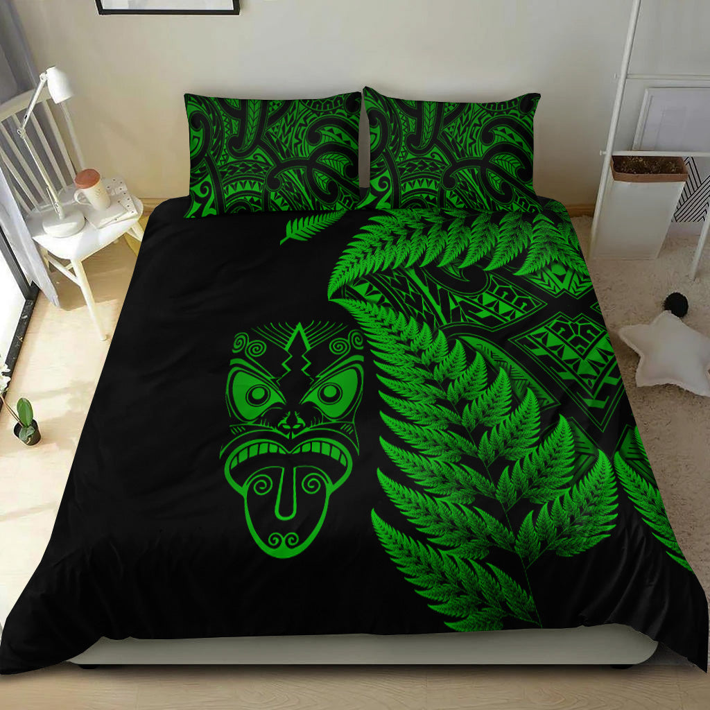 New Zealand Haka Rugby Maori Bedding Set Silver Fern Vibes - Green - Vibe Hoodie Shop
