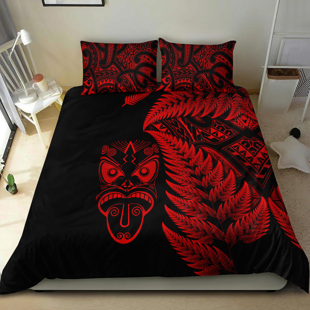 New Zealand Haka Rugby Maori Bedding Set Silver Fern Vibes - Red - Vibe Hoodie Shop