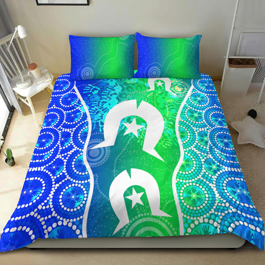 Aboriginal Torres Strait Islands Bedding Set Flag Vibes - Vibe Hoodie Shop