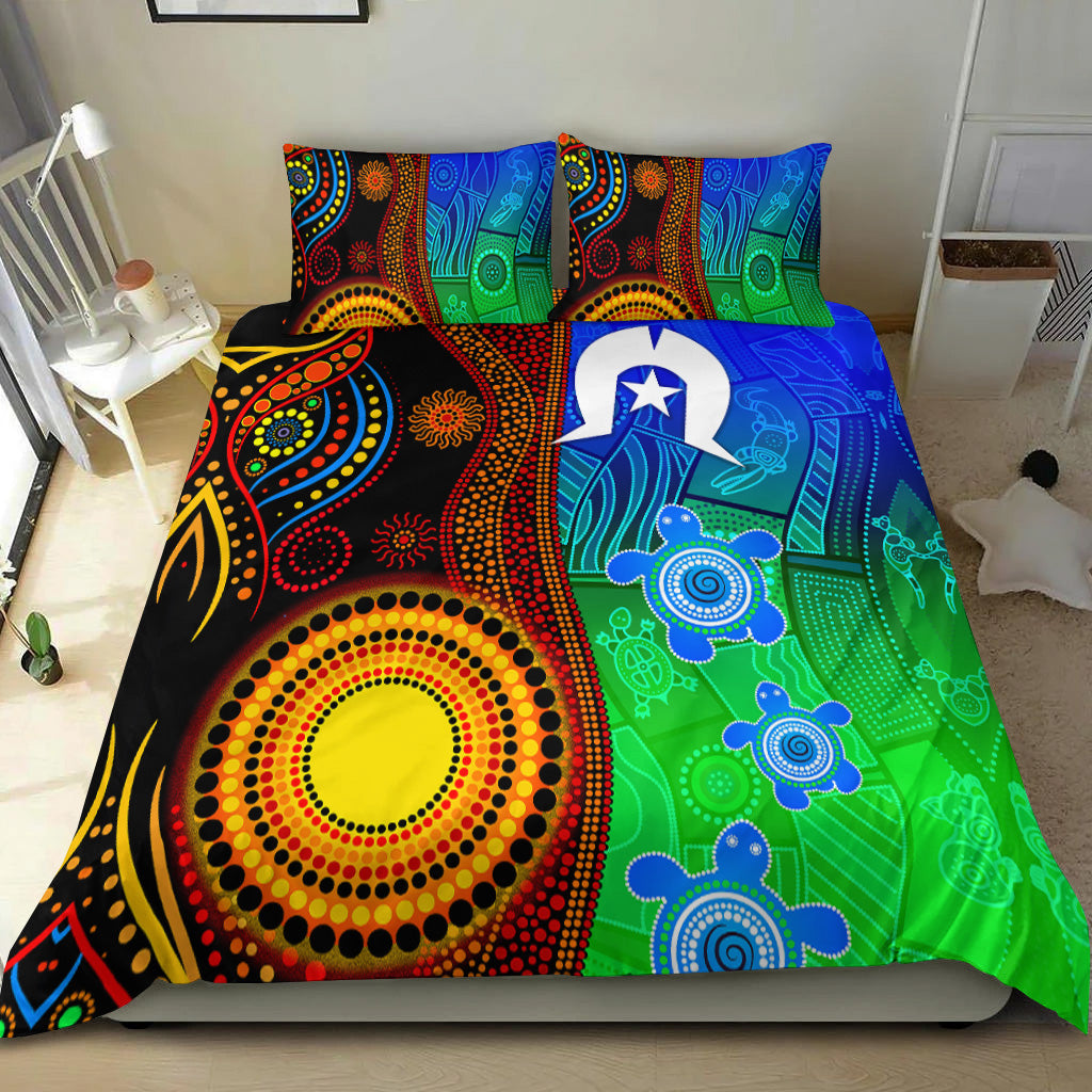 Australia Indigenous Aboriginal And Torres Strait Islands Bedding Set Flag Vibes - Vibe Hoodie Shop