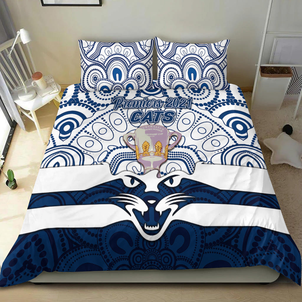 Geelong Cats Indigenous Bedding Set Football 2021 Premiers - Trophy - Vibe Hoodie Shop